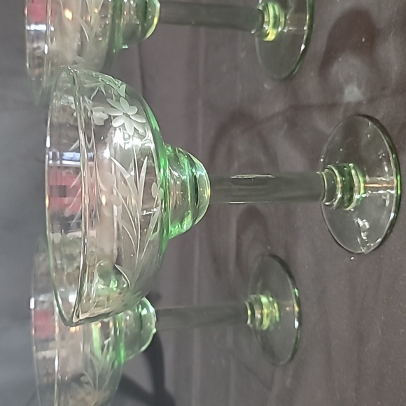 Bobby Flay Hand-Blown Etched Margarita Glasses GREEN SET Of 3 EUC - Picture 3 of 10